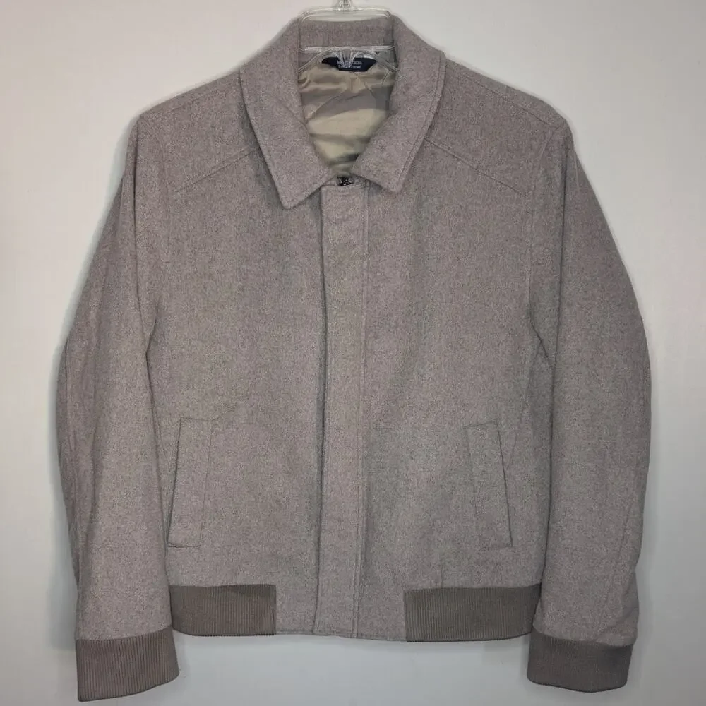 Cardinal of Canada Wool Blend Bomber Jacket In Oatmeal, Size Large